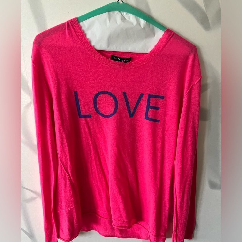 Pink Woman’s Generation Love Cashmere Distressed Top Size L